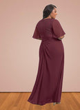 Londyn A-Line Lace Chiffon Floor-Length Dress SJSP0019858