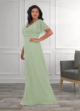 June A-Line Lace Chiffon Floor-Length Dress SJSP0019838