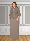 Deborah Sheath Sequins Lace Floor-Length Dress SJSP0019861