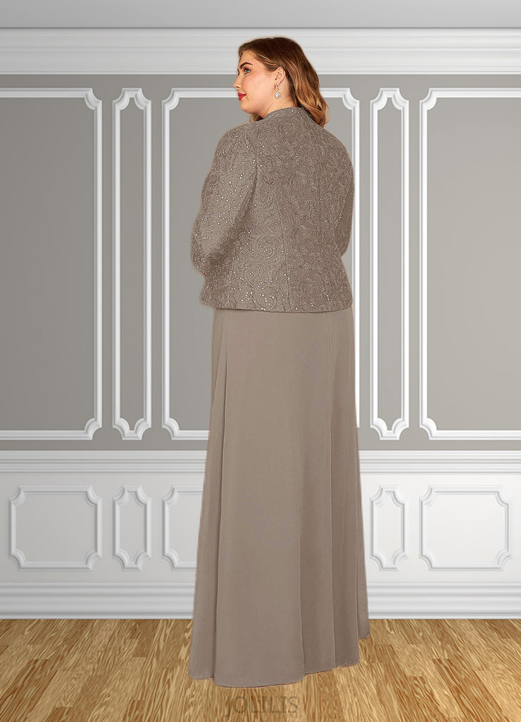 Deborah Sheath Sequins Lace Floor-Length Dress SJSP0019861