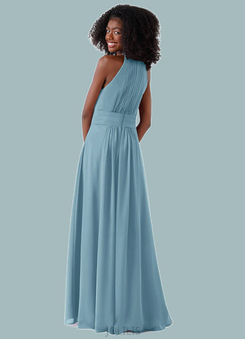 Yaretzi A-Line Pleated Chiffon Floor-Length Junior Bridesmaid Dress SJSP0019998