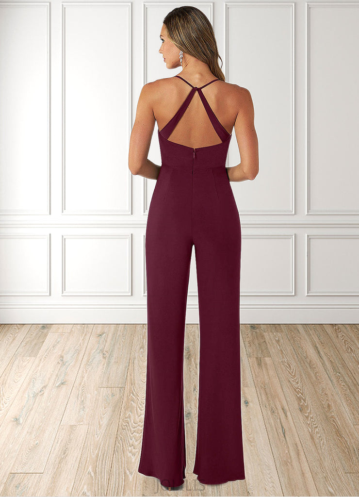Laci Pleated Luxe Knit Jumpsuit with Pockets Cabernet SJSP0019791