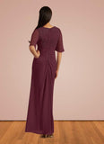 Londyn A-Line Lace Chiffon Floor-Length Dress SJSP0019858
