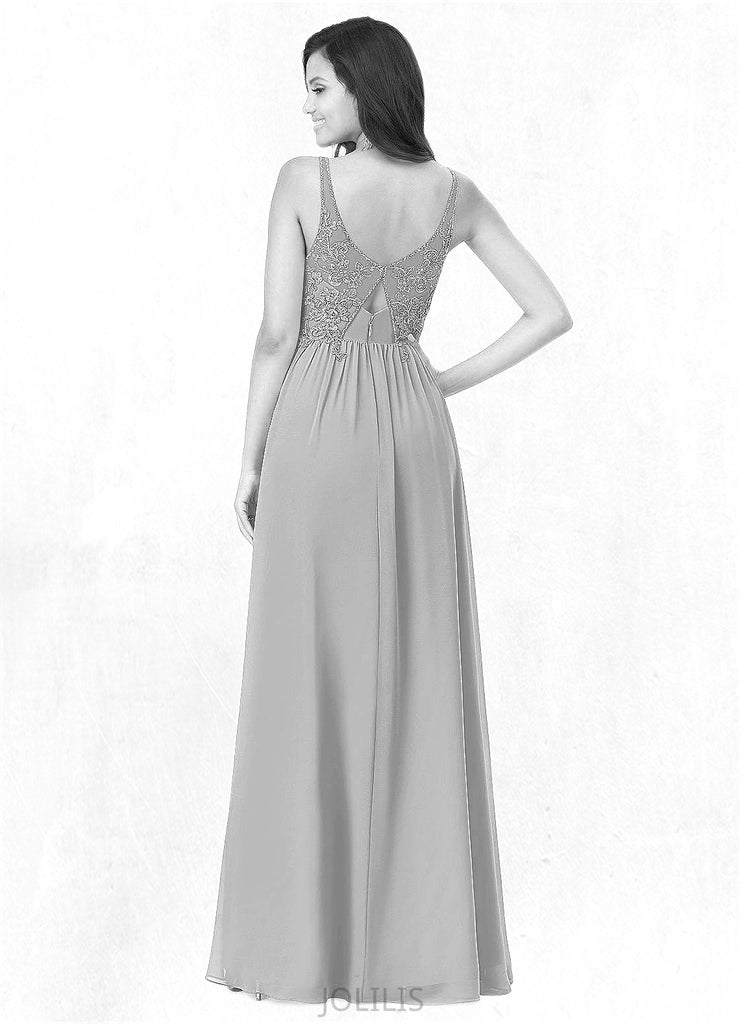 Destiny A-Line Lace Chiffon Floor-Length Dress SJSP0019645