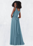 Haven A-Line Pleated Chiffon Floor-Length Junior Bridesmaid Dress SJSP0020010