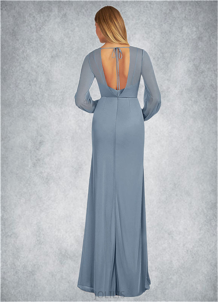 Madeline Sheath Bow Mesh Floor-Length Dress SJSP0019691