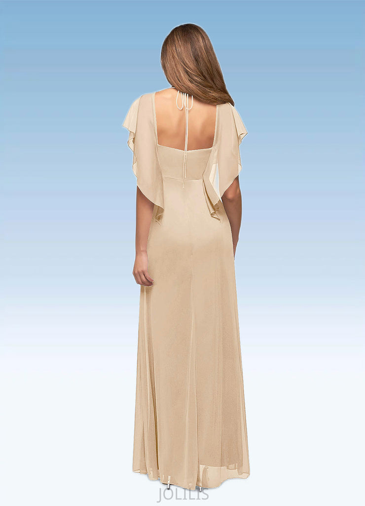 Grace A-Line Ruched Mesh Floor-Length Dress SJSP0019922