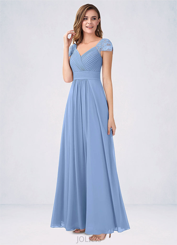 Charity A-Line Lace Chiffon Floor-Length Dress SJSP0019738