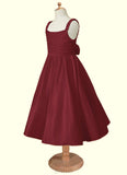Nina A-Line Pleated Matte Satin Tea-Length Dress SJSP0020145