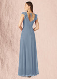 Lucy A-Line Ruched Chiffon Floor-Length Dress SJSP0019622