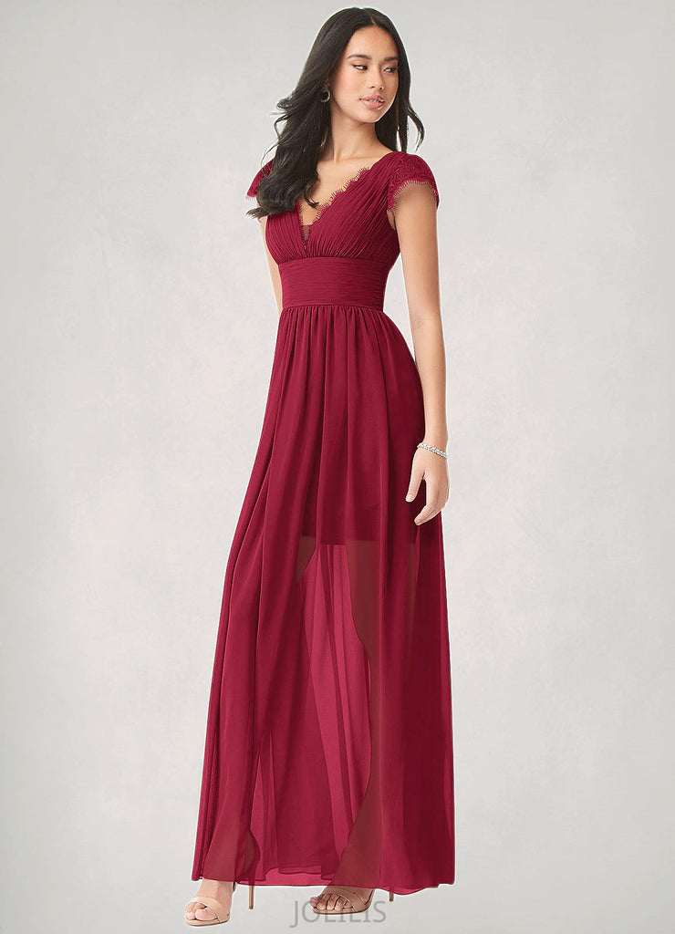 Lori A-Line Lace Chiffon Floor-Length Dress SJSP0019769