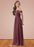 Kaitlin A-Line Off the Shoulder Chiffon Floor-Length Junior Bridesmaid Dress SJSP0020000