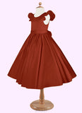 Gabriela Ball-Gown Bow Matte Satin Tea-Length Dress SJSP0020148