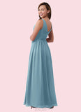 Kendall A-Line Pleated Chiffon Floor-Length Junior Bridesmaid Dress SJSP0019971