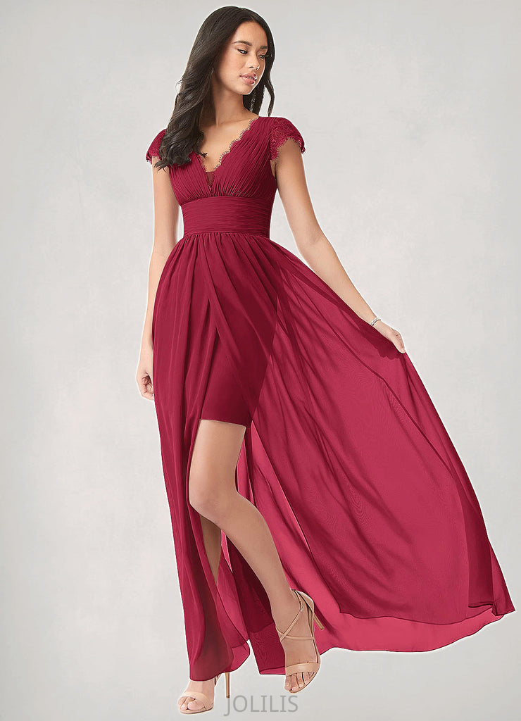 Lori A-Line Lace Chiffon Floor-Length Dress SJSP0019769
