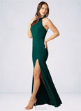 Larissa Sheath Side Slit Stretch Chiffon Floor-Length Dress SJSP0019790