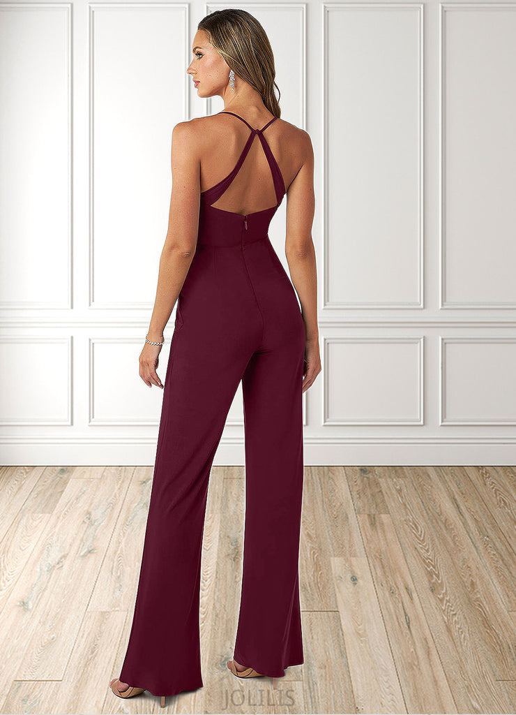 Laci Pleated Luxe Knit Jumpsuit with Pockets Cabernet SJSP0019791