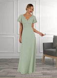 June A-Line Lace Chiffon Floor-Length Dress SJSP0019838