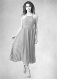Lilliana A-Line Pleated Chiffon Tea-Length Dress SJSP0019711