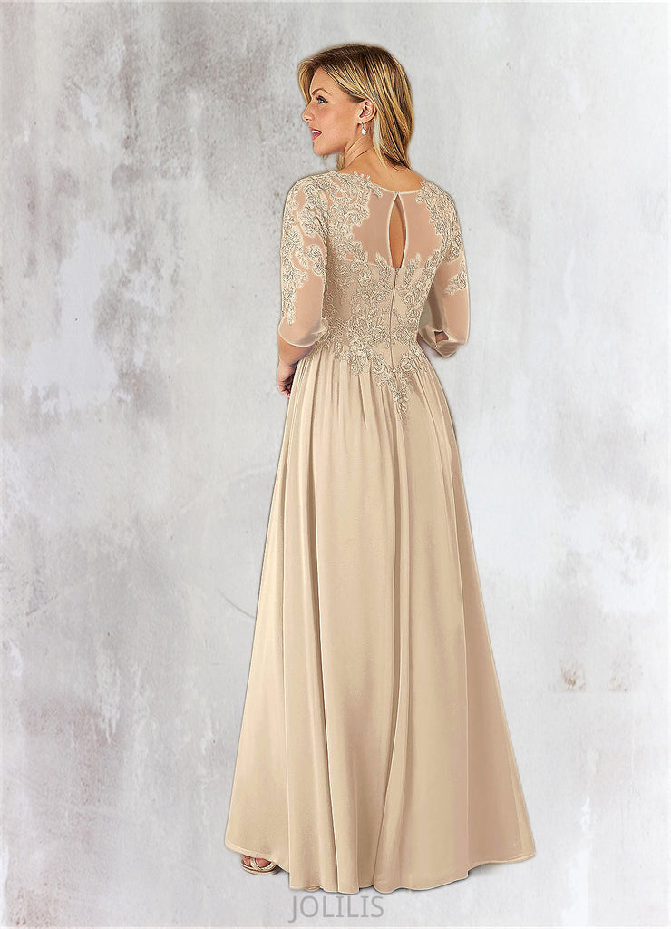 Crystal A-Line Lace Chiffon Floor-Length Dress SJSP0019853
