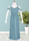 Shirley A-Line Off the Shoulder Chiffon Floor-Length Junior Bridesmaid Dress SJSP0019981