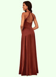 Vivien A-Line Stretch Satin Floor-Length Dress SJSP0019649