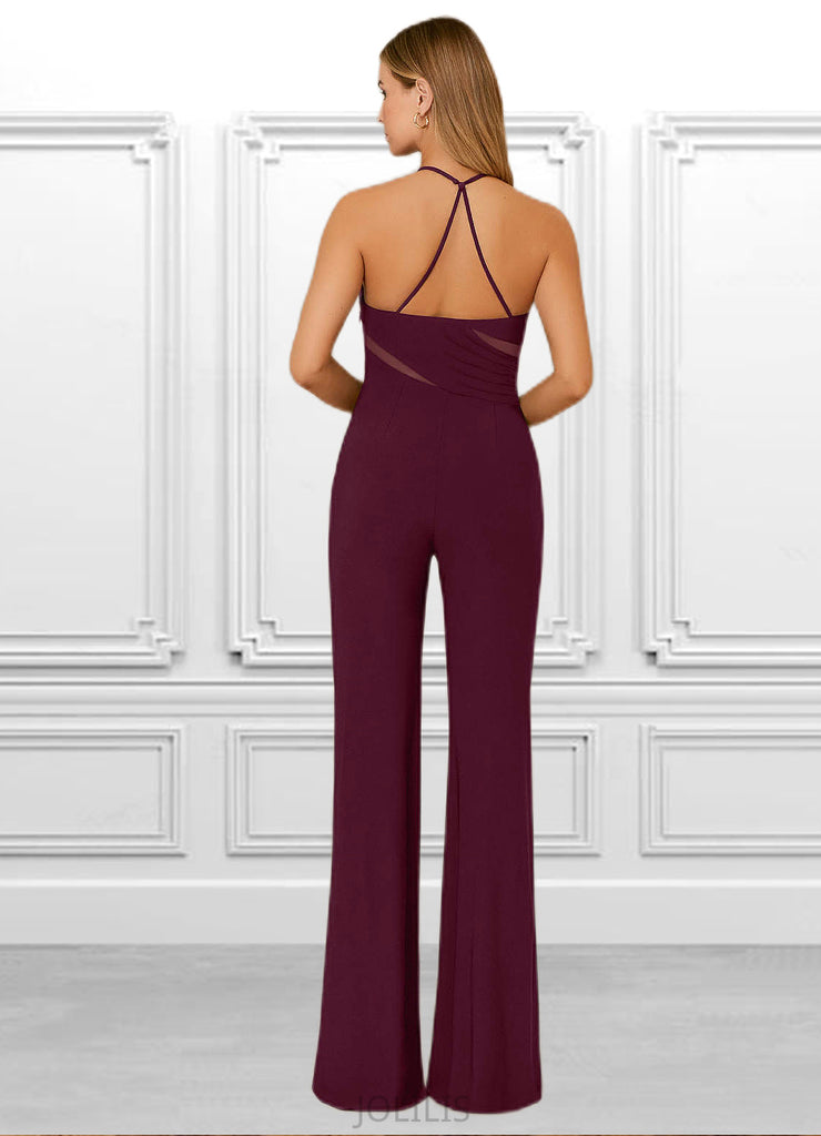 Shania Pleated Luxe Knit Jumpsuit Cabernet SJSP0019813