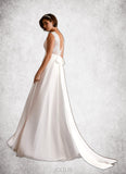 Audrina A-Line Lace Chiffon Floor-Length Dress SJSP0020091