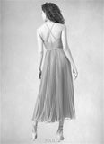 Lilliana A-Line Pleated Chiffon Tea-Length Dress SJSP0019711