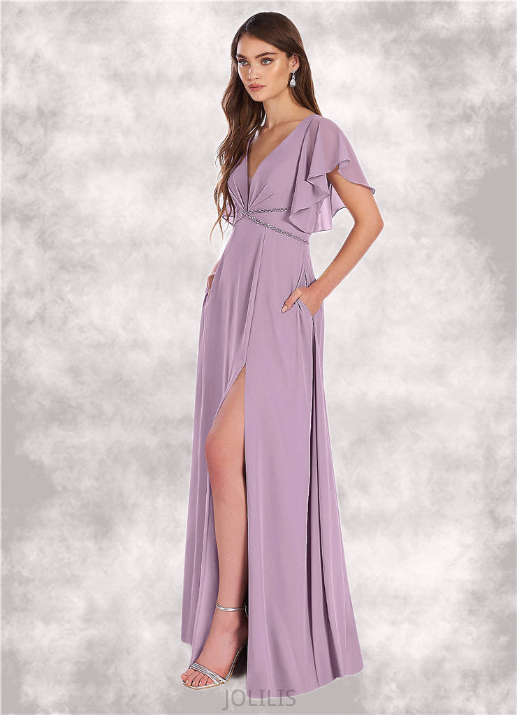 Gina A-Line Ruched Chiffon Floor-Length Dress SJSP0019716