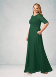 Claire A-Line Lace Chiffon Floor-Length Dress SJSP0019876