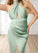 Marcie Sheath Pleated Stretch Satin Knee-Length Dress SJSP0019816