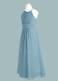 Yaretzi A-Line Pleated Chiffon Floor-Length Junior Bridesmaid Dress SJSP0019998