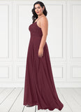 Eliana A-Line Lace Chiffon Floor-Length Dress SJSP0019641