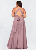 Ingrid A-Line Pleated Chiffon Floor-Length Dress SJSP0019598