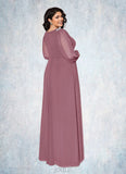 Christine A-Line Sequins Chiffon Floor-Length Dress SJSP0019851