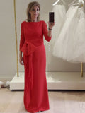 Gwen Sheath/Column Stretch Crepe Lace Scoop Long Sleeves Floor-Length Mother of the Bride Dresses SJSP0020388