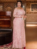 Ava Sheath/Column Lace Applique Scoop Long Sleeves Floor-Length Mother of the Bride Dresses SJSP0020399