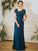 Paisley Sheath/Column Stretch Crepe Ruched Square Short Sleeves Floor-Length Mother of the Bride Dresses SJSP0020419