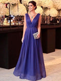 Allyson A-Line/Princess 30D Chiffon Ruffles V-neck Sleeveless Floor-Length Mother of the Bride Dresses SJSP0020440