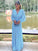 Danica A-Line/Princess Chiffon Ruffles V-neck Long Sleeves Floor-Length Mother of the Bride Dresses SJSP0020376