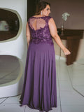 Mylie A-Line/Princess Chiffon Applique Scoop Sleeveless Floor-Length Mother of the Bride Dresses SJSP0020444