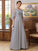 Brooklynn A-Line/Princess Chiffon Applique V-neck 1/2 Sleeves Floor-Length Mother of the Bride Dresses SJSP0020334