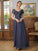 Alena A-Line/Princess Chiffon Applique V-neck Short Sleeves Floor-Length Mother of the Bride Dresses SJSP0020337