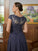 Giada A-Line/Princess Chiffon Applique Scoop Short Sleeves Asymmetrical Mother of the Bride Dresses SJSP0020307