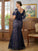 Zariah Sheath/Column Silk like Satin Lace V-neck Short Sleeves Floor-Length Mother of the Bride Dresses SJSP0020338