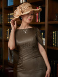 Harmony Sheath/Column 30D Chiffon Ruched Scoop Short Sleeves Floor-Length Mother of the Bride Dresses SJSP0020340