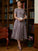 Helen A-Line/Princess Chiffon Lace Scoop Short Sleeves Tea-Length Mother of the Bride Dresses SJSP0020302