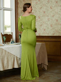 Patricia Sheath/Column Jersey Ruched Scoop Long Sleeves Floor-Length Mother of the Bride Dresses SJSP0020352
