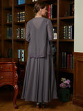 Denise A-Line/Princess Chiffon Applique V-neck Sleeveless Ankle-Length Mother of the Bride Dresses SJSP0020365